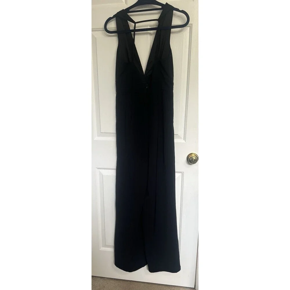 Lulus Black V Neck Wide Leg Jumpsuit Sz Small - Picture 2 of 15